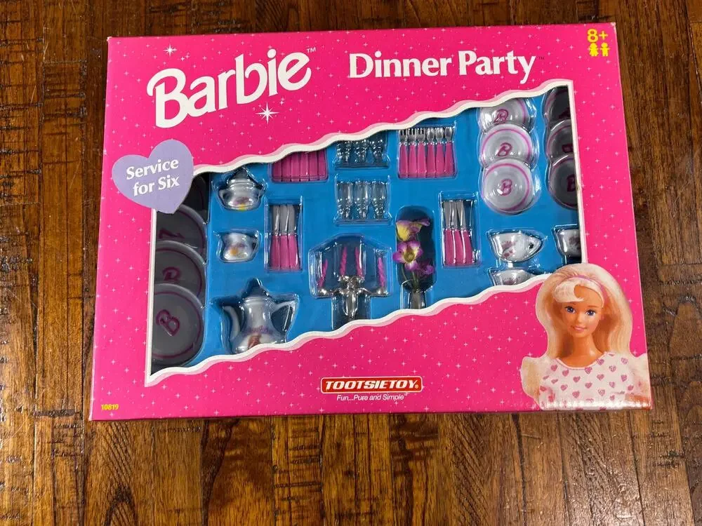 1997 Mattel Barbie Doll Dinner Party Dish Set for 6 Tootsie Toy #10819 New